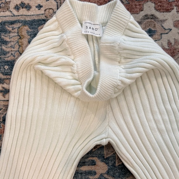 SABO Australia Medium US 6 Stretchy Ribbed Knit Cream Leggings - Picture 5 of 12